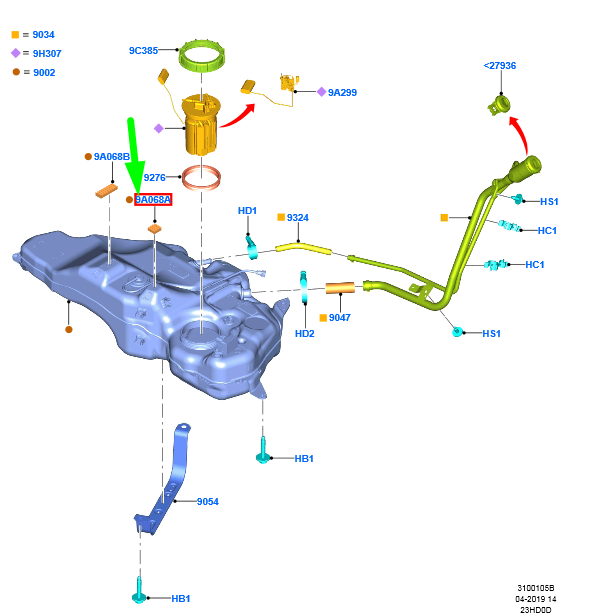 new ford focus mk4 fuel tank insulator 2230815 jx61-9a068-aa original