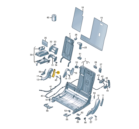 new volkswagen touareg cr7 rear right seatback cover 760885318a3hs original