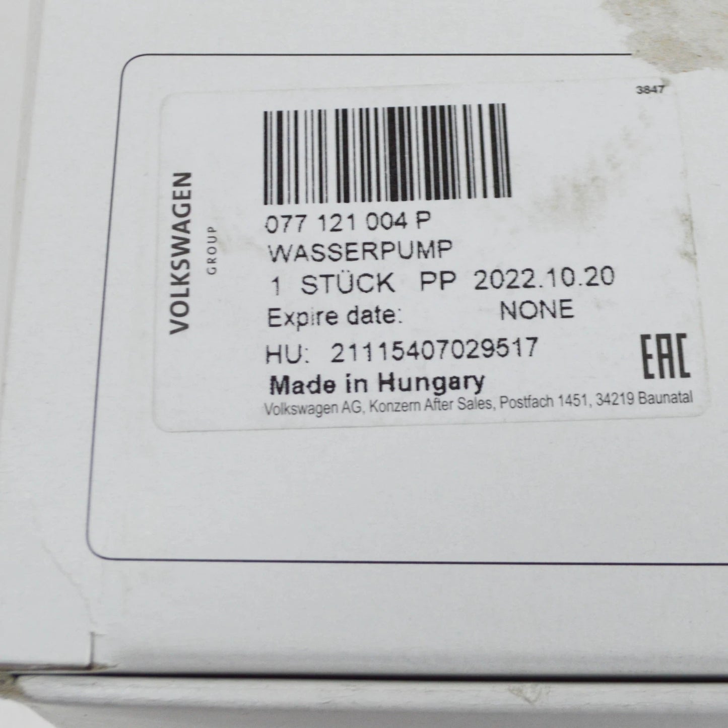 NEW AUDI A6 C5 COOLANT PUMP WITH SEAL 077121004P ORIGINAL