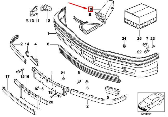 NEW BMW 3 E36 FRONT RIGHT AIR DUCT 51718156252 8156252 ORIGINAL