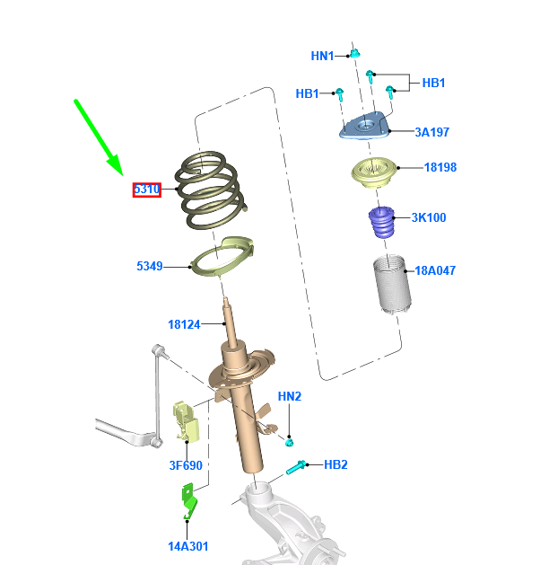 new ford kuga mk2 c520 front coil spring 1870384 cv61-5310-pha original