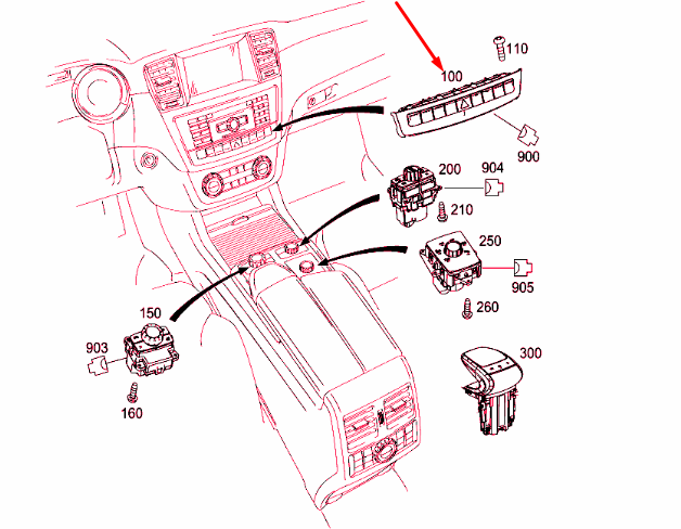 new mercedes-benz ml w166 upper control panel switch block a1669050451 original