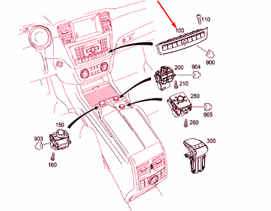 new mercedes-benz ml w166 upper control panel switch block a1669050451 original