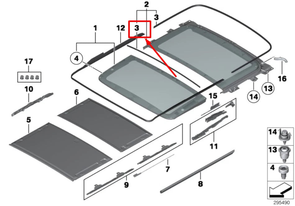 NEW BMW X3 F25 REAR GLASS COVER GASKET 7304488 54107304488 ORIGINAL
