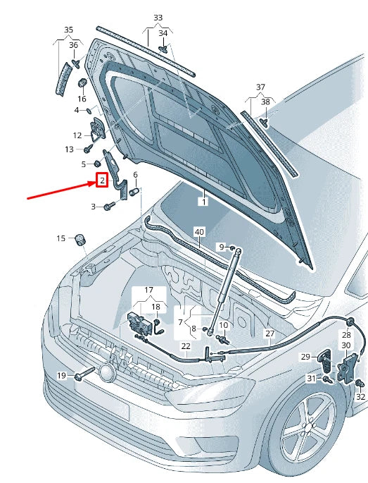NEW VW GOLF SPORTSVAN AM FRONT LEFT HOOD HINGE 510823301B ORIGINAL