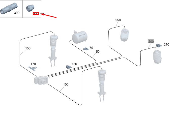 new mb gle w167 compressed-air line connection fitting a0003280200 original