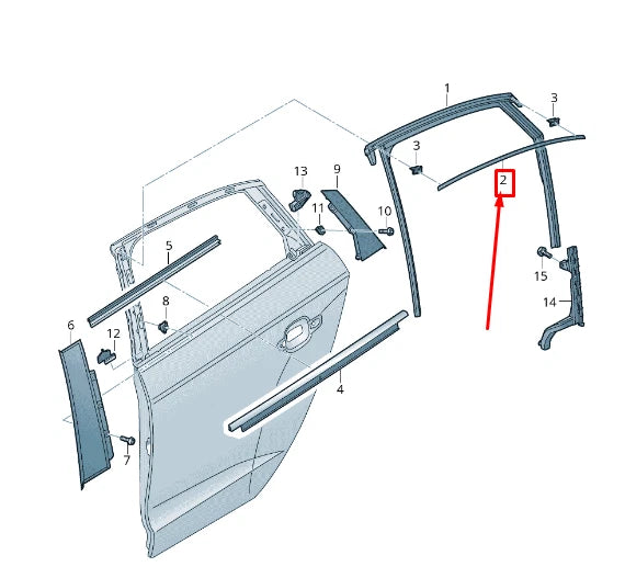 NEW AUDI A3 SPORTBACK 8V REAR LEFT DOOR WINDOW MOLDING 8V5839643C2ZZ ORIGINAL