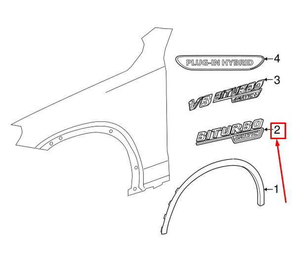 NEW MERCEDES-BENZ C W205 FRONT RIGHT FENDER EMBLEM BADGE A2058172501 ORIGINAL