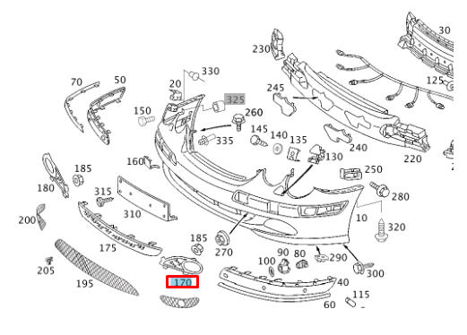 NEW MERCEDES-BENZ S COUPE C215 FRONT LEFT FOG LIGHT GRILLE A2158851322 ORIGINAL