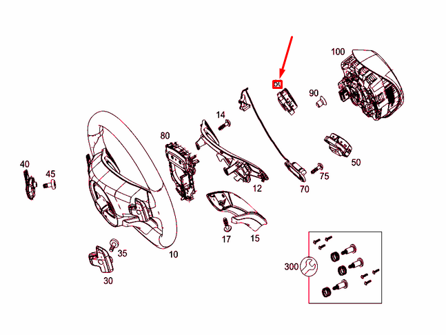 NEW MERCEDES-BENZ C W20 STEERING WHEEL RIGHT SWITCH A0999050300648R23 ORIGINAL