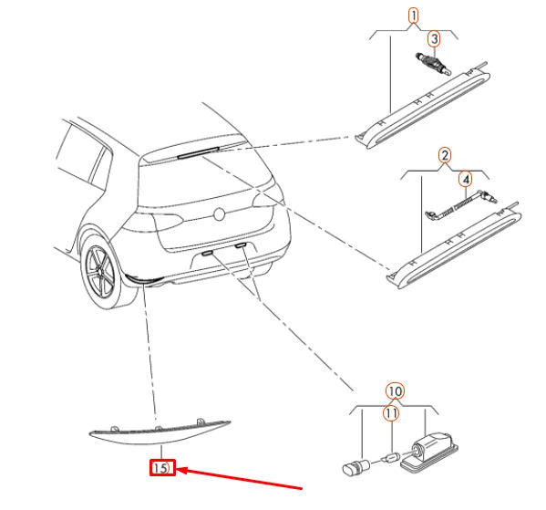 NEW VW GOLF MK7 REAR LEFT BUMPER REFLECTOR R-LINE 5G0945105A
