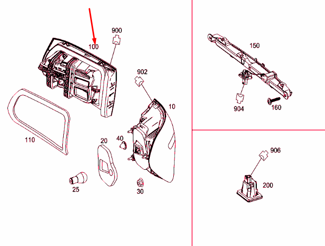 new mercedes-benz glc x253 rear right inner tail light lhd a2539067800 original
