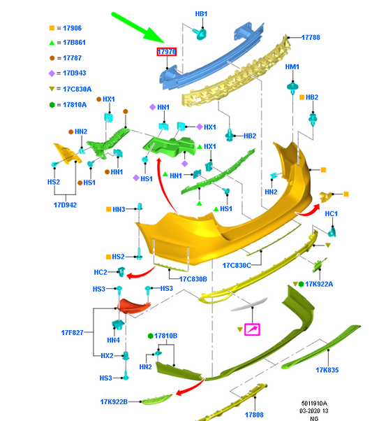 new ford mondeo mk5 rear bumper reinforcement bar dg93-17970-dc 1869009 original