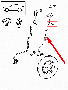 NEW MERCEDES-BENZ CLK C208 FRONT RIGHT WHEEL ABS SENSOR A2025402417 ORIGINAL