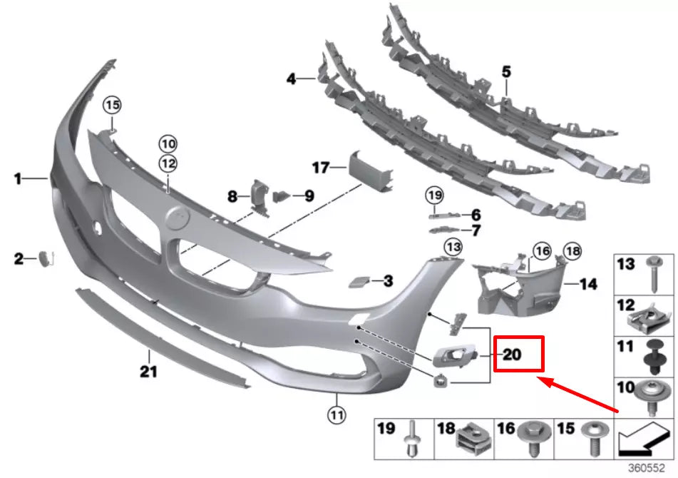 NEW BMW 4 F36 FRONT BUMPER PDC BRACKET REPAIR KIT 7387126 51117387126 ORIGINAL