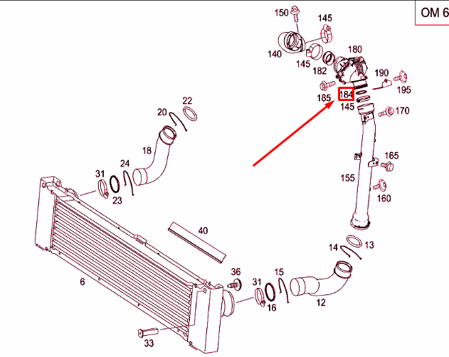 NEW MERCEDES-BENZ VITO W639 CHARGE AIR COOLER O-RING A0199977545 ORIGINAL