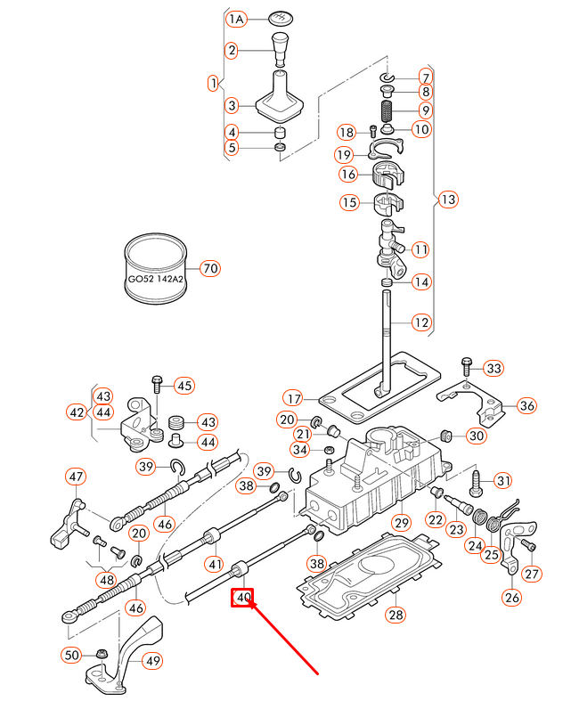 new audi a3 8l selector mechanism cable 1j0711266e original