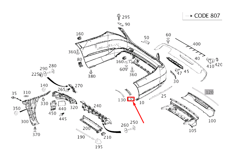 NEW MB S W222 REAR BUMPER RIGHT LOWER WHEEL HOUSE COVERING A2226901300 ORIGINAL