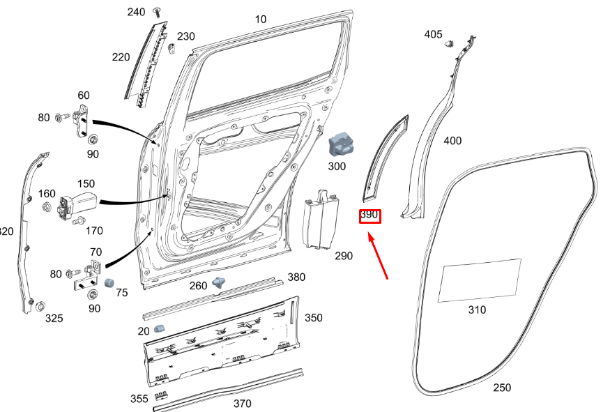 NEW MERCEDES-BENZ GLB X247 REAR LEFT DOOR COVER STRIP A2477309400 ORIGINAL