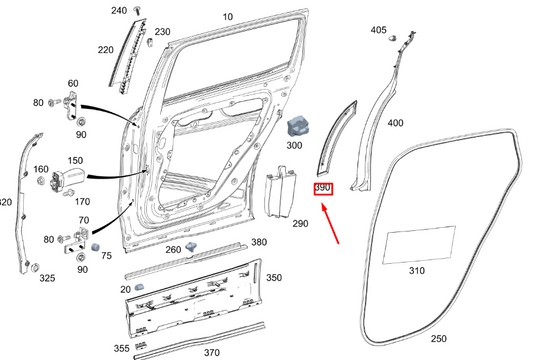 NEW MERCEDES-BENZ GLB X247 REAR LEFT DOOR COVER STRIP A2477309400 ORIGINAL