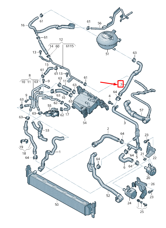 new vw golf vii 5g mk7 turbocharger coolant return hose 5q0122109k original