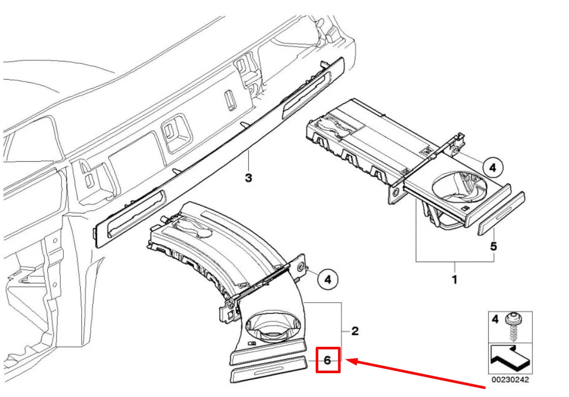 NEW BMW 3 E90 FRONT LEFT CUP HOLDER TRIM 51459229094 9229094 ORIGINAL