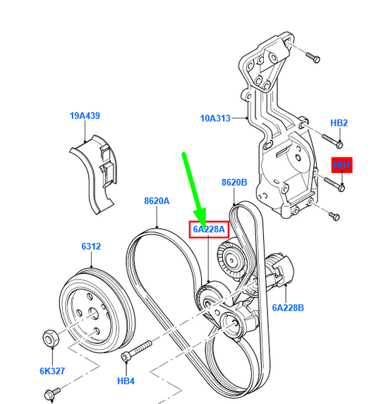 new ford kuga mk1 c394 tension pulley 1540605 8m5n-6a228-ba original