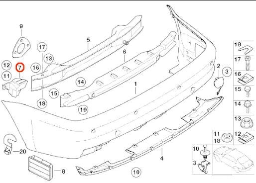NEW BMW M3 CONVERTIBLE E46 REAR RIGHT FENDER M SUPPORT 51127895644 ORIGINAL