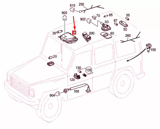 NEW MERCEDES-BENZ G W463 FRONT ROOF INTERIOR LIGHT A46382004017D43 ORIGINAL