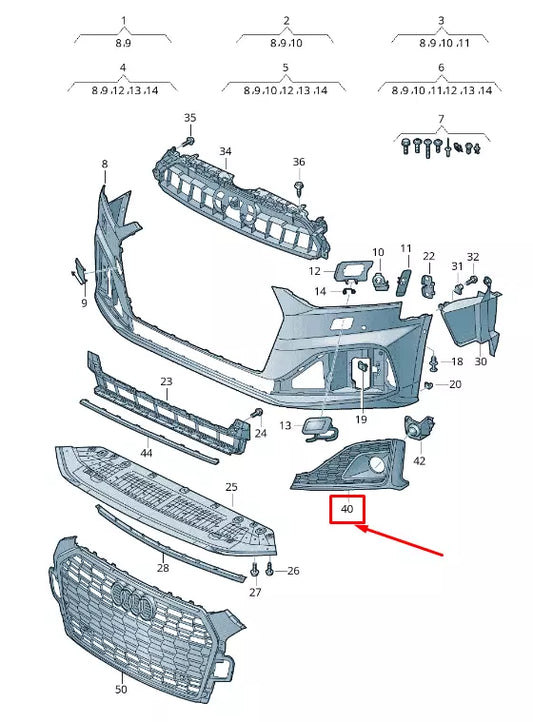 NEW AUDI A5 SPORTBACK F5 FRONT RIGHT AIR GUIDE GRILLE 8W6807682S3Q7 ORIGINAL