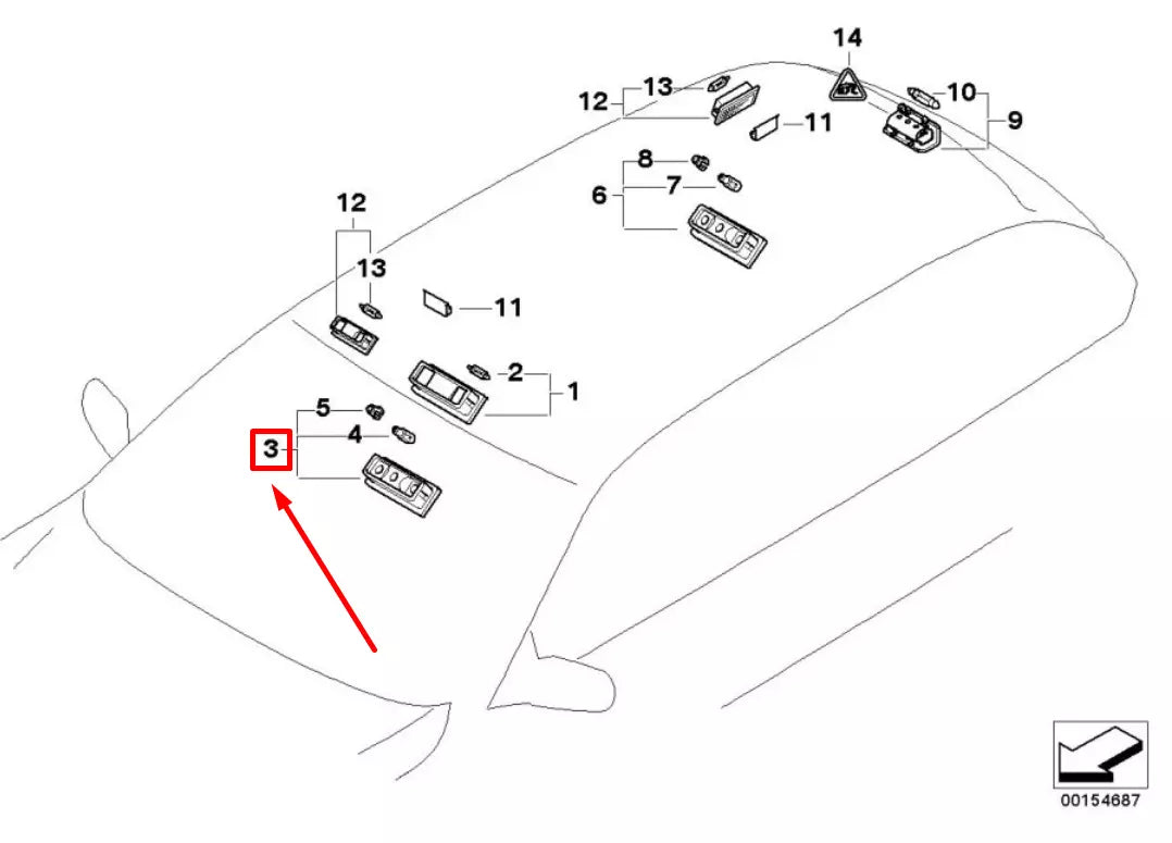 NEW BMW 3 E46 FRONT INTERIOR READING LIGHT 63316962046 6962046 ORIGINAL