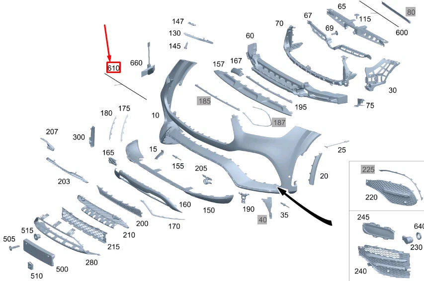NEW MERCEDES-BENZ GLE W167 FRONT 360° CAMERA WIRING HARNESS A1675402037 ORIGINAL