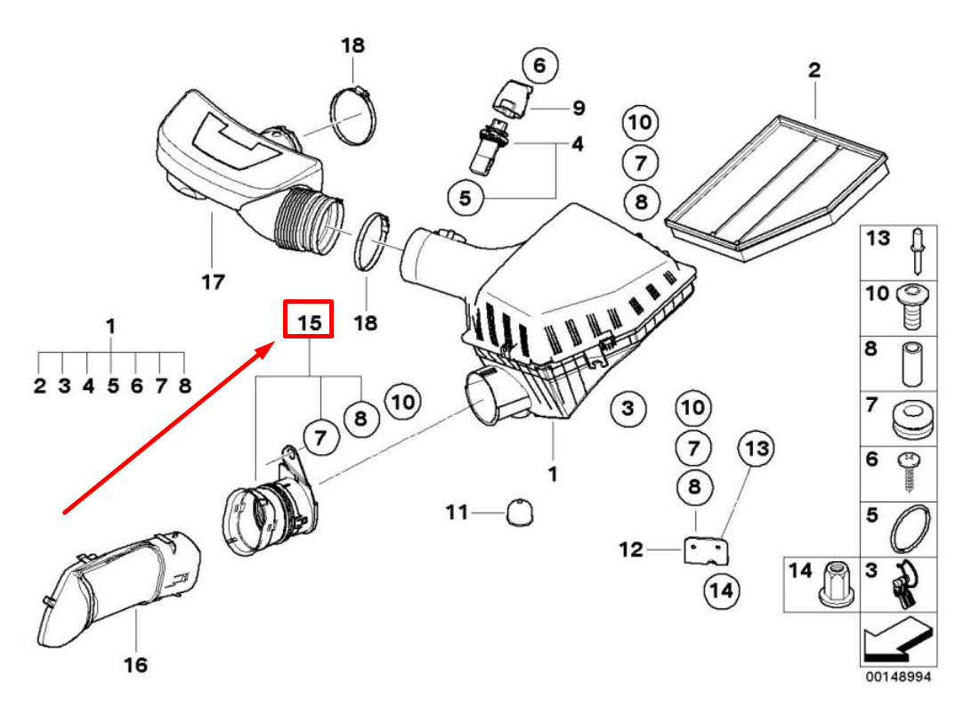 new bmw 6 e63 intake muffler duct 7521017 13717521017 original