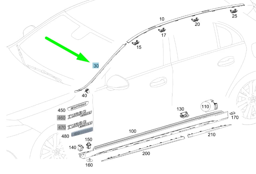 NEW MB A W177 FRONT WINDSHIELD LEFT SIDE WATER DEFLECTOR A1776902900 ORIGINAL