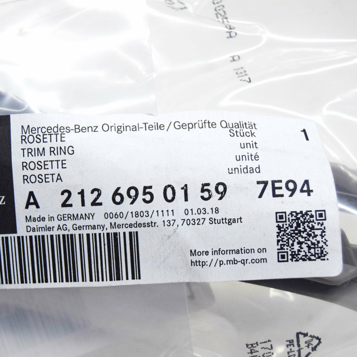 NEW MB E W212 REAR LEFT C-PILLAR SEAT BELT TRIM A21269501597E94 ORIGINAL