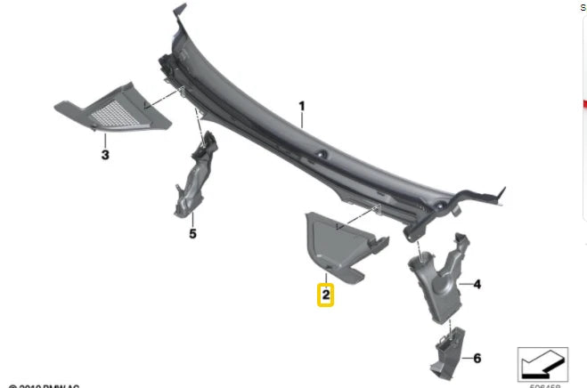 NEW BMW X5 G05 FRONT LEFT OUTER WIPER COWL PANEL PART LHD 51717434881 ORIGINAL