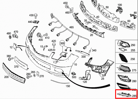 NEW MB C W204 AMG FRONT BUMPER LEFT DRL LIGHT TRIM A2048853174 ORIGINAL