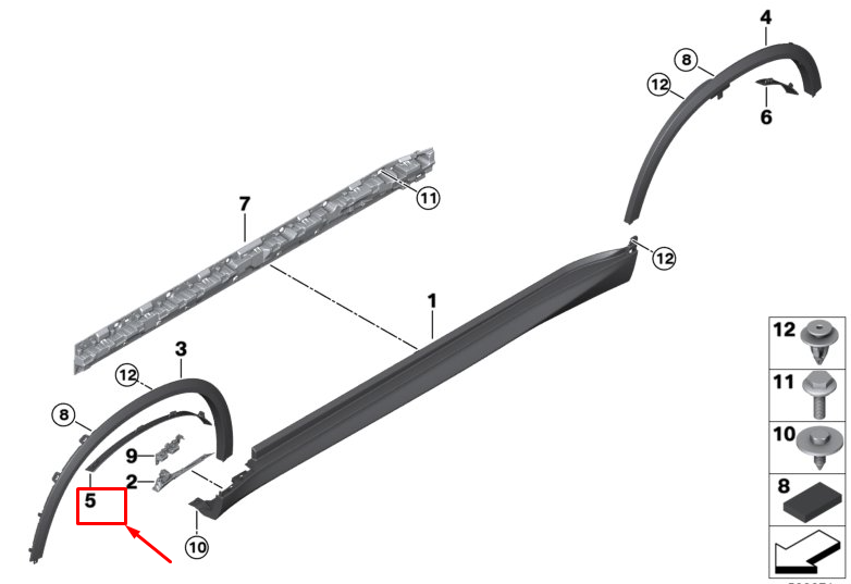 new bmw x5 g05 front left wheel arch flaring 51777489017 original