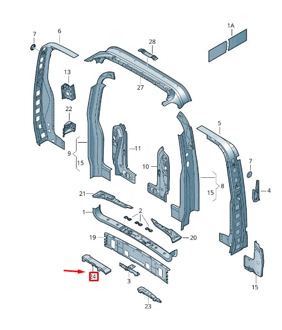 NEW VW TRANSPORTER VI T6 REAR PANEL RIGHT CLOSING ELEMENT 7E0864650 ORIGINAL