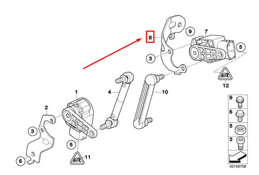 NEW BMW X5 E70 LEFT RIDE HEIGHT SENSOR BRACKET 37146871399 6871399 ORIGINAL