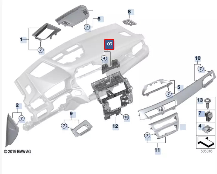 NEW BMW X1 F48 INSTRUMENT PANEL CID ADAPTER TRIM 51456999537 6999537 ORIGINAL