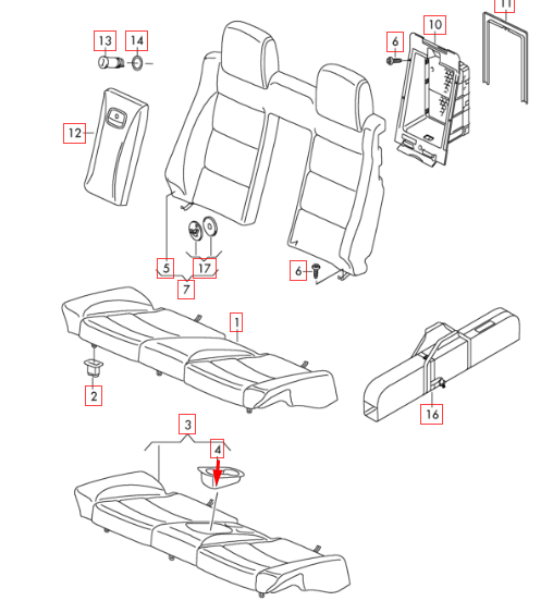 NEW VOLKSWAGEN EOS REAR DRINKS CUP HOLDER 1Q088599582V ORIGINAL