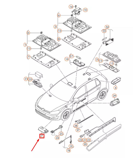 NEW VOLKSWAGEN GOLF MK7 FOOTWELL LED LIGHT 5G0947409 ORIGINAL