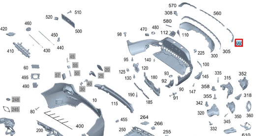 NEW MERCEDES-BENZ GLC C253 REAR LEFT BUMPER MOLDING AMG A2538851107 ORIGINAL