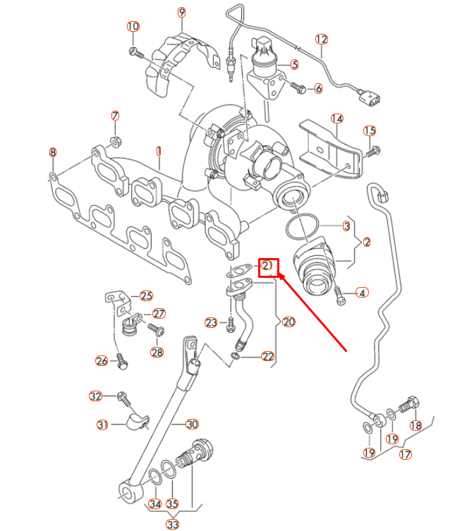 new audi a3 8p turbocharger oil line gasket 03l145757q original