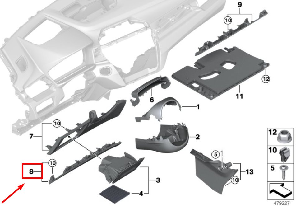 new bmw f48 front left instrum. panel footwell trim 9348818 51459348818 original