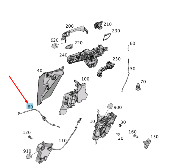 new mercedes-benz ml w166 rear door lock bowden cable a1667600204 original