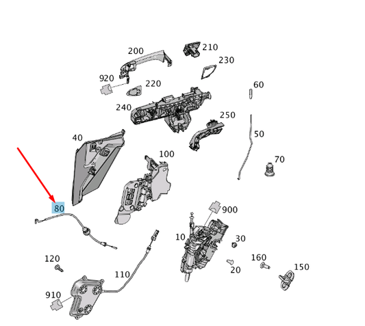 new mercedes-benz ml w166 rear door lock bowden cable a1667600204 original