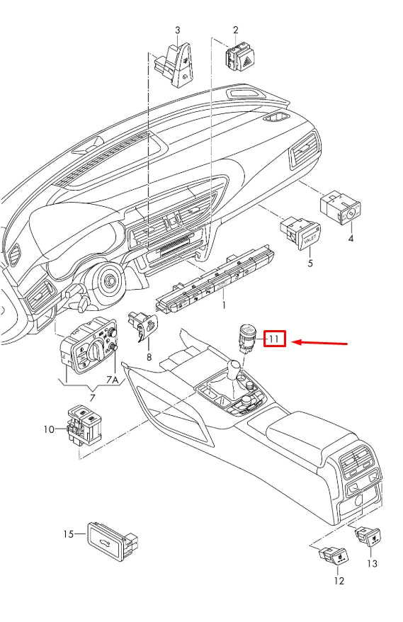 NEW AUDI A7 SPORTBACK 4G8 START STOP IGNITION BUTTON 4G1905217A LHD