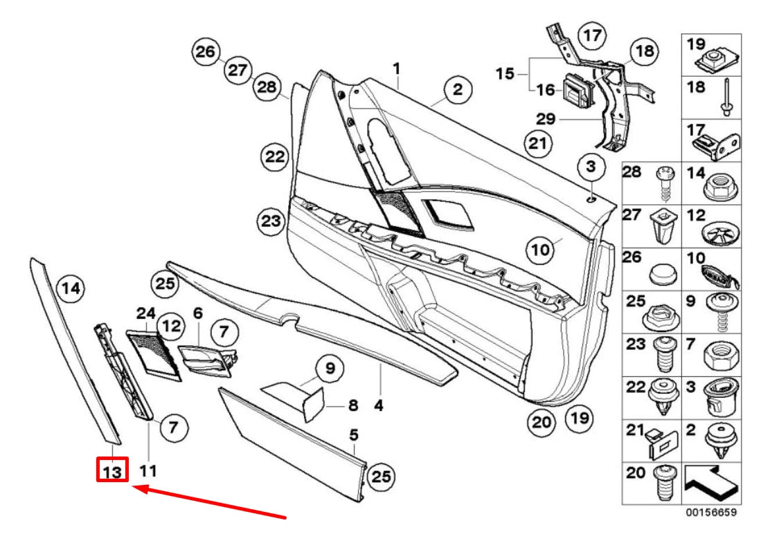 NEW BMW 5 E60 FRONT LEFT WOOD PANEL POPLAR WOODGRAIN 51416959333 6959333